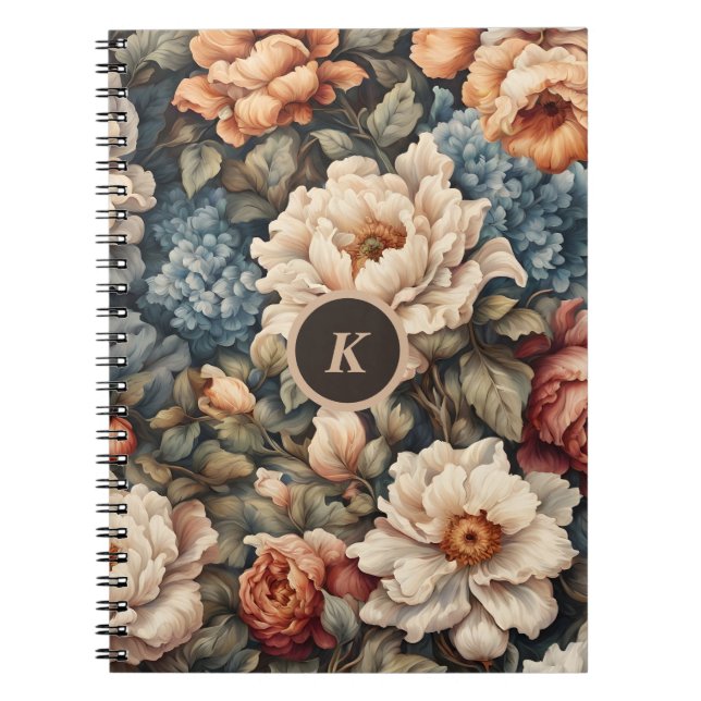 Cuaderno Monograma de colonias y Rosas florales de cosecha (Frente)