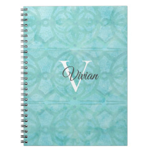 Cuaderno Monograma de color azul turquesa
