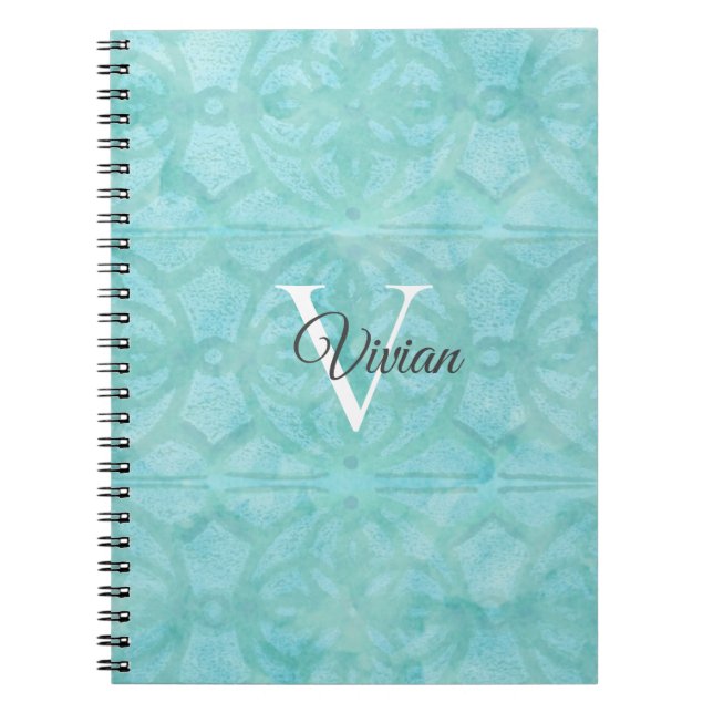 Cuaderno Monograma de color azul turquesa (Frente)