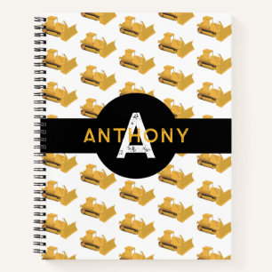 Cuaderno Monograma de construcción de camiones para niños