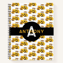 Monograma de construcción de camiones para niños q