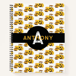 Cuaderno Monograma de construcción de camiones para niños q