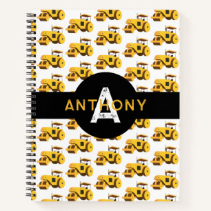Cuaderno Monograma de construcción de camiones para niños q