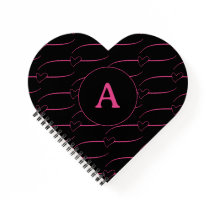Monograma de corazón lindo magenta negro
