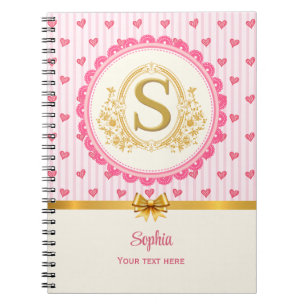 Cuaderno Monograma de Corazones de Princesa Encantadora