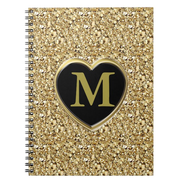 Cuaderno Monograma de cristal druso - oro metálico (Frente)