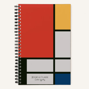 Cuaderno Monograma de cuadrados de color primario inspirado