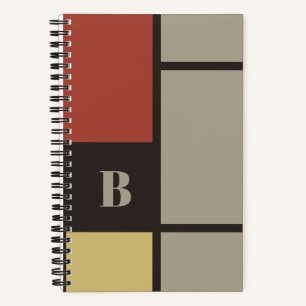 Cuaderno Monograma de cuadrados de color primario inspirado