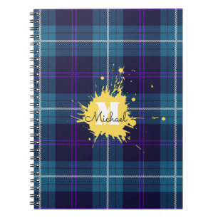 Cuaderno Monograma de Cuadrillé Azul Celadón con Salpicadur