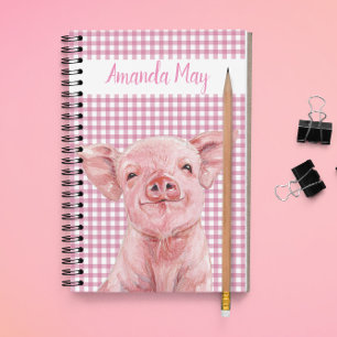 Cuaderno Monograma de Cuadro de Cero Gingham de Acuarela de