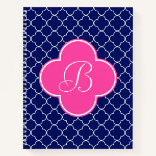 Cuaderno Monograma de Cuatro Hojas Rosa y Blanco de la Mari