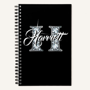 Cuaderno Monograma de diamante falso