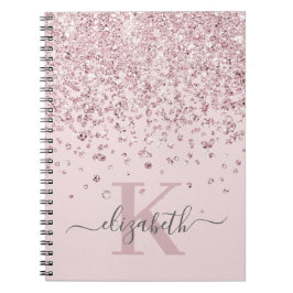 Cuaderno Monograma de diamantes de Purpurina de oro de Rubo