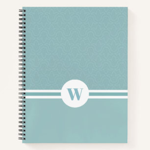 Cuaderno Monograma de diseño floral simple de rayas modern