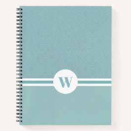 Cuaderno Monograma de diseño floral simple de rayas moderna