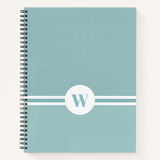 Cuaderno Monograma de diseño floral simple de rayas moderna (Anverso)