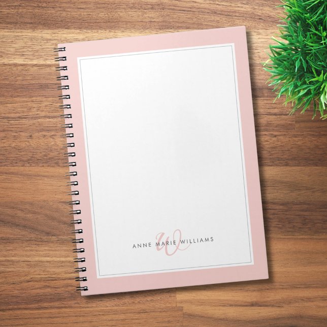 Cuaderno Monograma de dos bordes rosa Minimalista  (Subido por el creador)