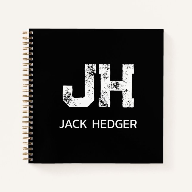 CUADERNO MONOGRAMA DE DOS LETRAS BLANCO MINIMALISTA NOMBRE  (Anverso)