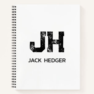 CUADERNO MONOGRAMA DE DOS LETRAS NEGRO MINIMALISTA NOMBRE B