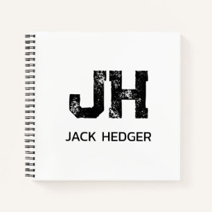 CUADERNO MONOGRAMA DE DOS LETRAS NEGRO MINIMALISTA NOMBRE B