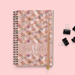 Cuaderno Monograma de escalas de oro Rosa de Sirena Persona