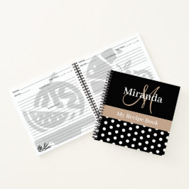 Cuaderno Monograma de escritura de color blanco negro Beige