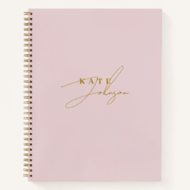 Cuaderno Monograma de escritura de firma de oro rosa elegan