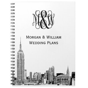 Cuaderno Monograma de escritura de viña 01 de silueta de NY