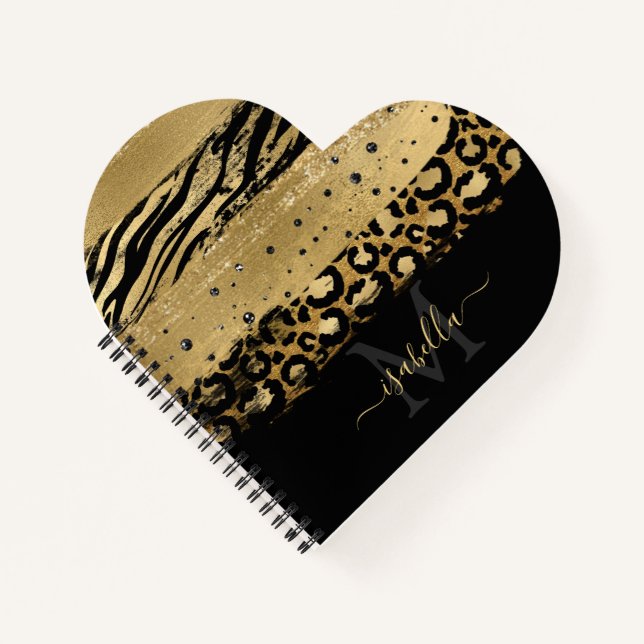 Cuaderno Monograma de escritura elegante de oro moderno (Anverso)