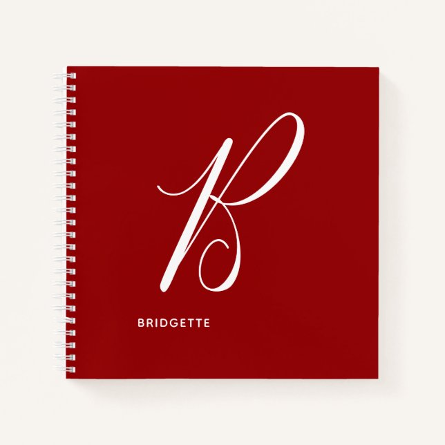 Cuaderno Monograma de escritura moderna B inicial rojo (Anverso)