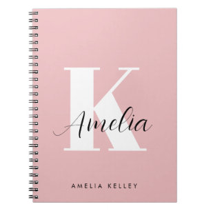 Cuaderno Monograma de escritura moderna rosa