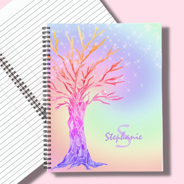 Cuaderno Monograma de espárragos del arcoiris giratorio (Subido por el creador)