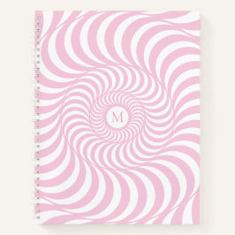 Cuaderno Monograma de espiral rosada Rubor personalizado