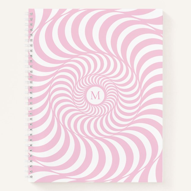 Cuaderno Monograma de espiral rosada Rubor personalizado (Anverso)