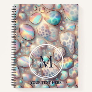 Cuaderno Monograma de estampado de leopardo de ópalo femeni