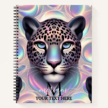 Monograma de estampado de leopardo de ópalo femeni