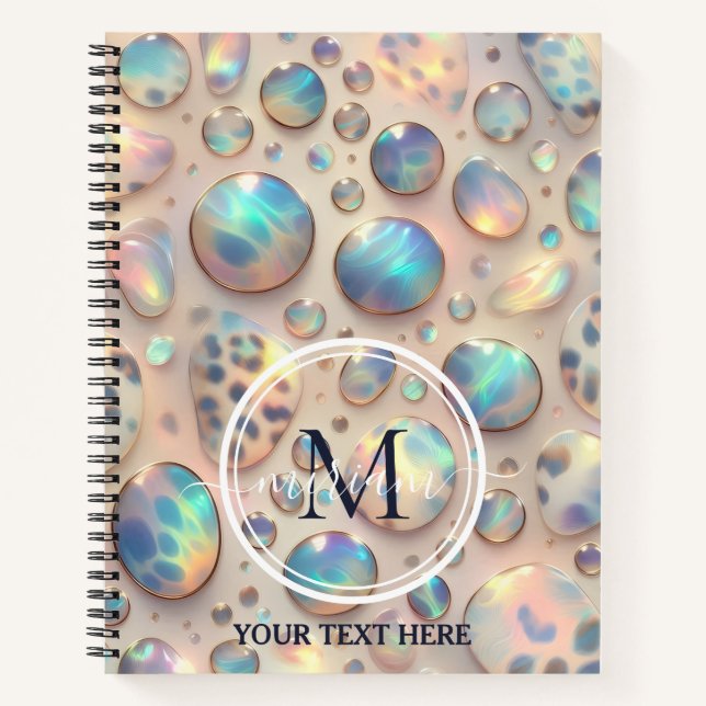 Cuaderno Monograma de estampado de leopardo de ópalo femeni (Anverso)