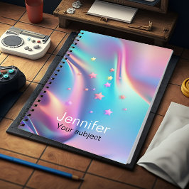 Cuaderno Monograma de estrellas de unicornio holográfico de