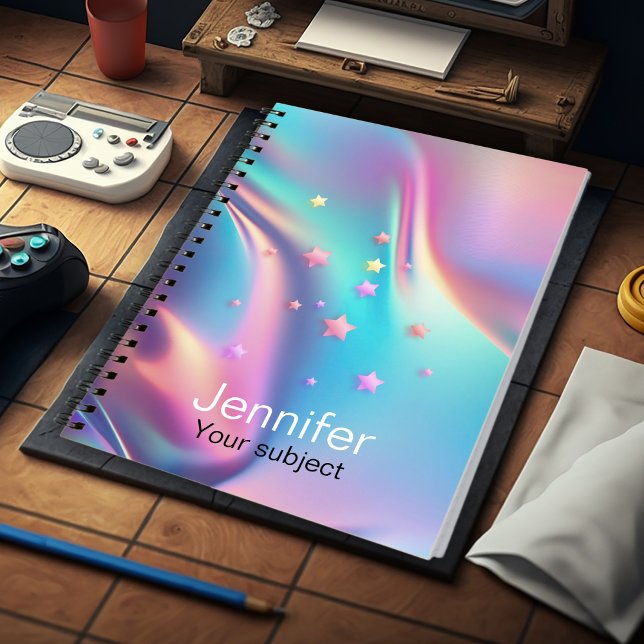 Cuaderno Monograma de estrellas de unicornio holográfico de (Subido por el creador)