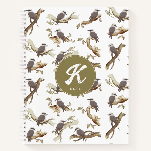 Cuaderno Monograma de eucalipto australiano Laughing Kookab (Anverso)