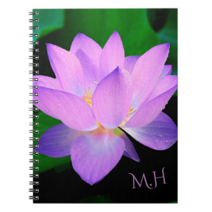 Cuaderno Monograma de Flor de Loto Elegante