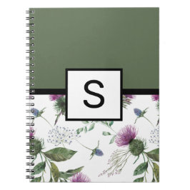 Cuaderno Monograma de floral verde sabio