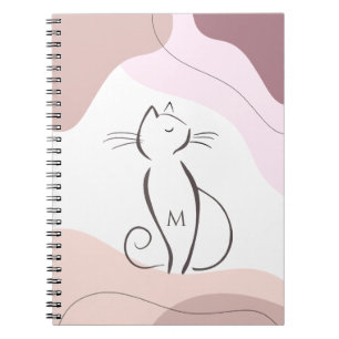 Cuaderno Monograma de formas orgánicas del gato negro minim