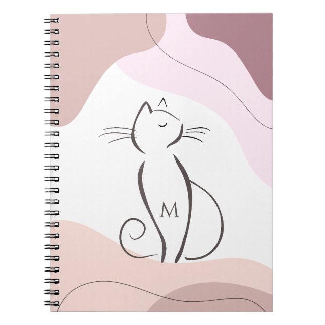 Cuaderno Monograma de formas orgánicas del gato negro minim (Frente)