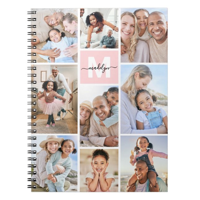 Cuaderno Monograma de Foto Rosa Rubor (Frente)