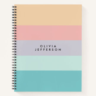 Cuaderno Monograma de franja de bloque de color horizontal