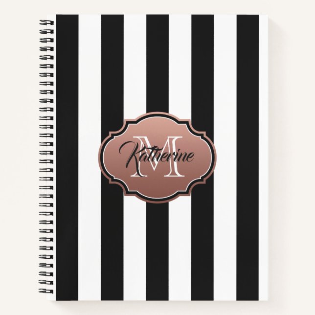 Cuaderno Monograma de franjas blancas y negras (Anverso)