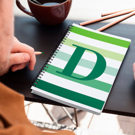Cuaderno Monograma de franjas verdes de moda