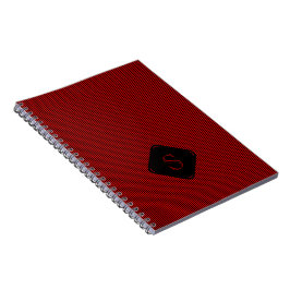 Cuaderno Monograma de franjas verticales finas rojas y negr