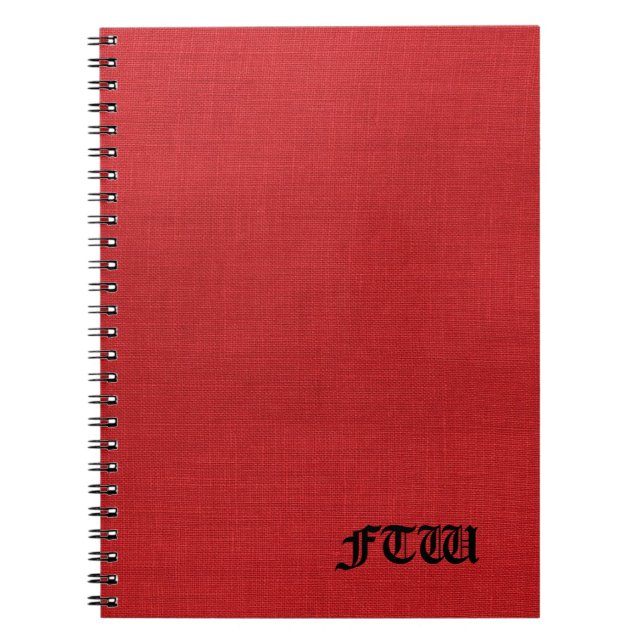 Cuaderno Monograma de FTW sobre textura de línea roja (Frente)